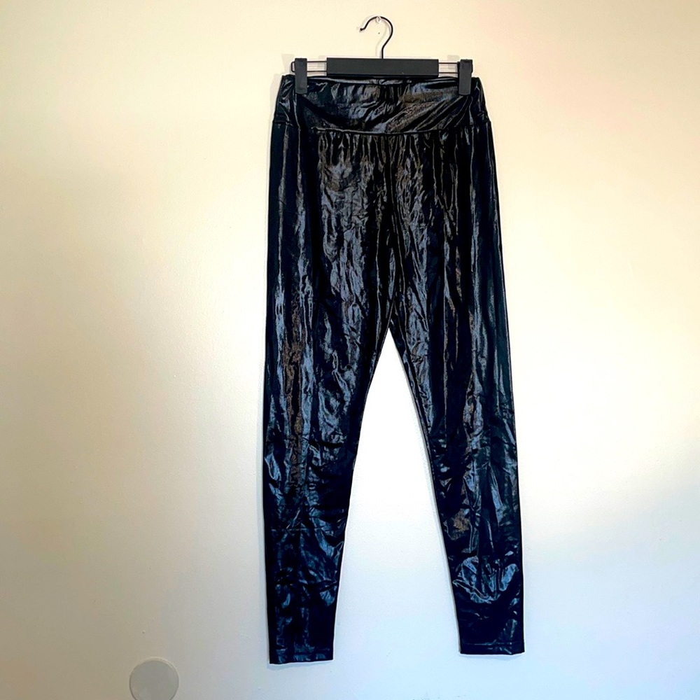 Black Faux Leather High Rise Leggings